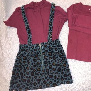 Long and short sleeve tops bundled with Corduroy Leopard Print jumper